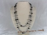 rpn046 48inch 10mm gray shell pearls and agate beads rope necklace
