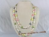 rpn092 white rice pearls rope necklace althernate with 12mm coin pearl