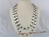 rpn094 white coin-shape pearl rope necklace with black agate