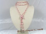 rpn099 rope pink nugget seed pearl necklace with silver fittings