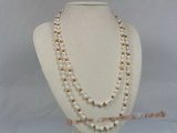 rpn101 6-7mm white potato pearl with crystal beads long necklace--Summer Collection