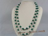 rpn102 8-9mm white potato pearl with malachite stone beads long necklace--Summer Collection