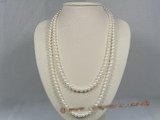 rpn129 Nature white 6-7mm round cultured pearl rope necklace in wholesale