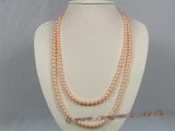 rpn130 Nature pink 6-7mm AAA Grade round freshwater pearl rope necklace wholesale