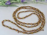 rpn143 6-7mm coffee nugget pearl with crystal beads rope necklace in wholesale