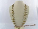 rpn145 Triple strands coffee nugget freshwater pearl opera necklace in wholesale