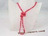 rpn151 Wine red freshwater nugget pearl rope necklace factory price selling