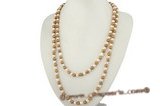 rpn192 Stylish hand knotted white& champagne potato pearl rope neckace