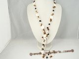 rpn202 wholesale mixed color blister pearl long opera necklace with shell beads