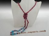 rpn252 7-8mm wine red nugget pearl rope necklace factory price wholesale