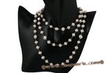 rpn275 Hand knotted clearance potato pearl& crystal rope neckace