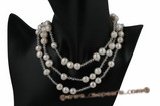 rpn283 Elegant Baroque potato Pearls& crystal rope costume necklace