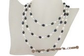 rpn286 6-7mm white grey and black freshwater rice pearl rope neckace