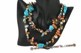 Rpn296 Mixcolor Blister Pearl and Turquoise Clearance Rope Necklace