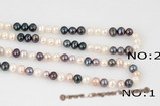 Rpn299 Hand Kontted White and Black Freshwater Potato Pearl Rope Necklace