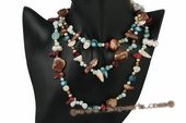 rpn305 Hand knotted freshwater pearl and jasper opera necklace