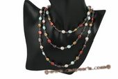 rpn306 Hand wired mix color freshwater nugget pearl rope necklace