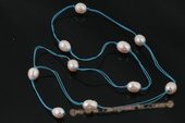 rpn316 Handcraft 12-14mm freshwater rice pearl opera cord necklace