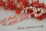 rpn317 Handmade Pink Freshwater pearls & White Whorl Pearls Necklace