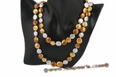 Rpn327 Colorful freshwater coin pearl sunshine rope necklace