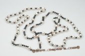 Rpn329 White and Black Cultured FreshWater Pearls Rope Costume Necklace