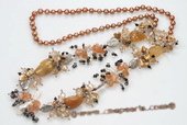Rpn354 freshwater pearl necklace mixing with 

agate and crystal beads