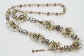 Rpn355 fashion 3-4mm nugget  freshwater pearl and 

crystal bead necklace