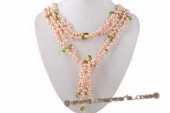 Rpn370 Latest Pink Cultured Dacing Pearl and Crystal Lariat Scarf Necklace