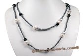 Rpn371 Amazing Black Seed Pearl and Potato pearl Party Opera Necklace