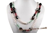 Rpn373 Inspirational Colour Cultured Pearl and Gemstone Rope Necklace
