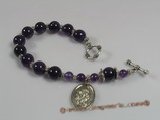 rybr002 Beautiful 8" Deep purple amethyst rosary bracelet