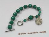 rybr003 handcrafted malachite are silver fitting rosary bracelet