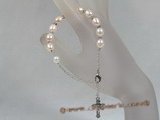 rybr008 white rice-shape cultured pearl rosary bracelet in wholesale