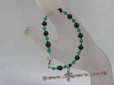 rybr009 wholesale Black agate & jade beads rosary bracelet