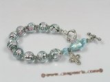 rybr010 Clolor glaze rosary bracelet combine silver with crucifix