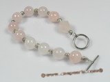 rybr015 Rose quartz and Bali silver tone rosary bracelet on sale