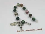rybr016 Wire-wrapped 8mm India Onyx Rosary bracelet