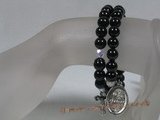 rybr019 Hand-wrapped black onyx& crystal beads rosary bracelet