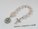 ryc003 Sacred rose quartz One Decade Rosary pocket Chaplet