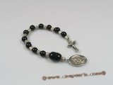 ryc006 Sacred 8mm black agate One Decade Rosary pocket Chaplet