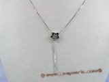 sc017 18inch 925 Sterling silver box lariat chain with pendant mounting