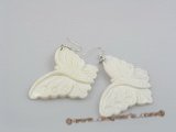se002 20*50mm white butterfly shape shell earrings