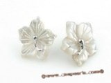 SE010 18mm nature color carve flower design shell sterling studs earrings