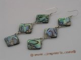 se019 15*15mm ABALONE SHELL dangle earrings with sterling hook