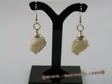 SE025 925silver hook with 25mm spiral CONCH Shell dangle earrings