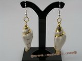 SE027 sterling hook and spiral CONCH Shell dangle earrings