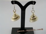 SE030 925silver ear hook and 15mm spiral CONCH Shell dangle earrings