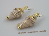 SE033 925silver hoook and 40mm spiral CONCH Shell dangle earrings