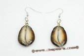 SE055 oval gild tone CONCH Shell dangle earrings with 925 silver ear hook