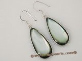 se063 wholesale sterling silver oval-drop balck mother of pearl dangle earrings